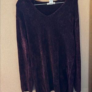 FINAL MARKDOWN Jillian Jones Plush Purple chenille V-Neck Sweater 1X
